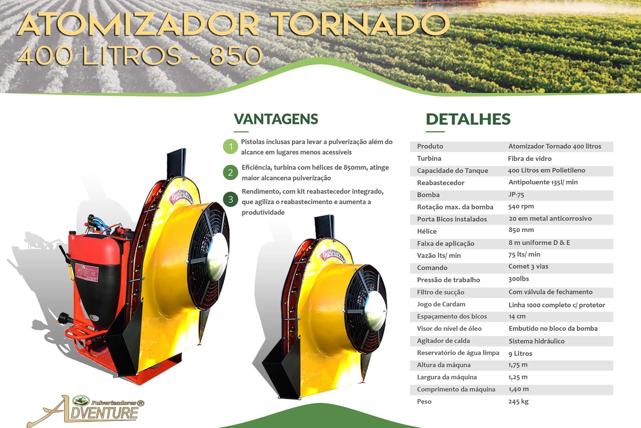 Adventure Atomizador Tornado 400 Litros 850 - 22/22 2