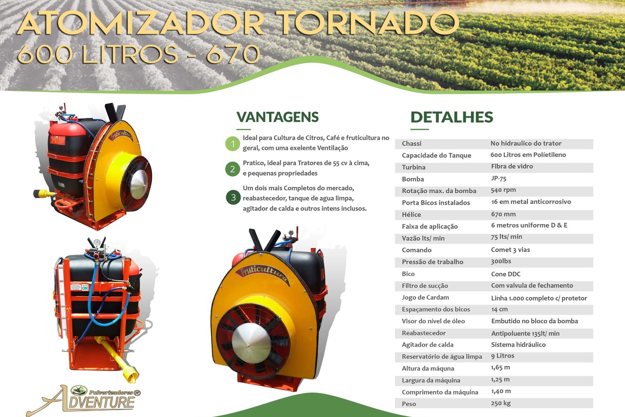 Adventure Atomizador Tornado 600 Litros 670 - 22/22 15
