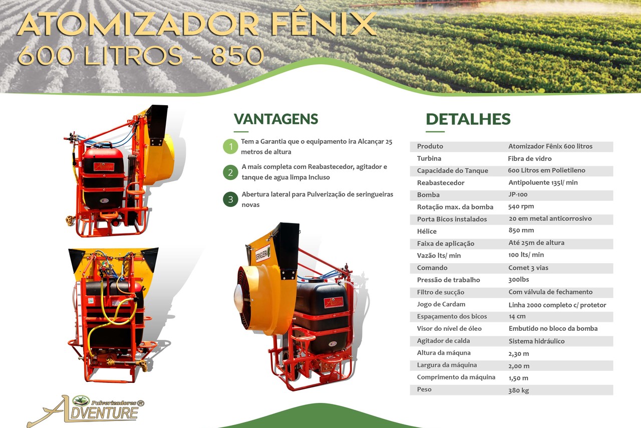 Adventure Atomizador Fênix 600 Litros 850 - 22/22 9