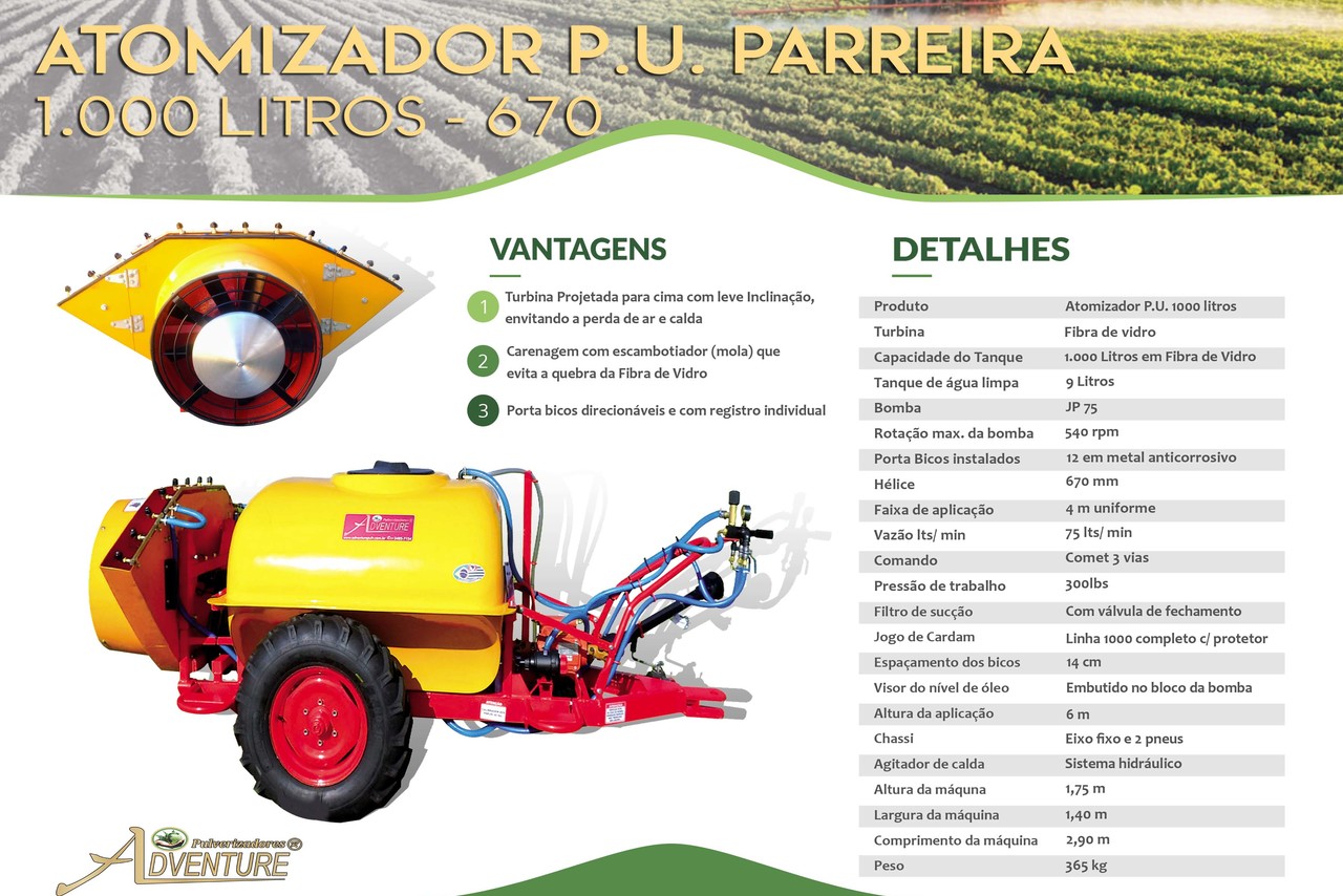 Adventure Atomizador P.U. Parreira 1000 Litros 670 - 22/22 8