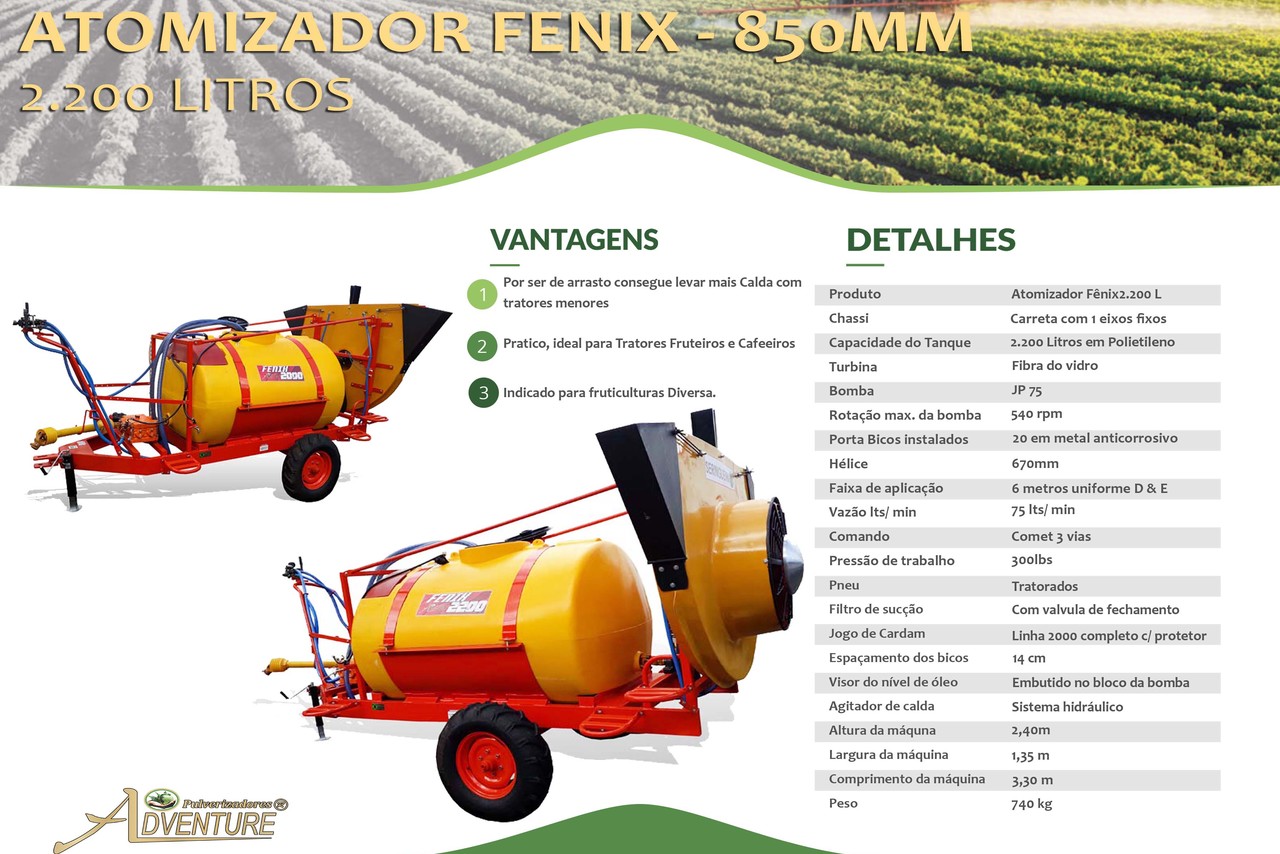 Adventure Atomizador Fênix 2000 Litros 850 - 22/22 3