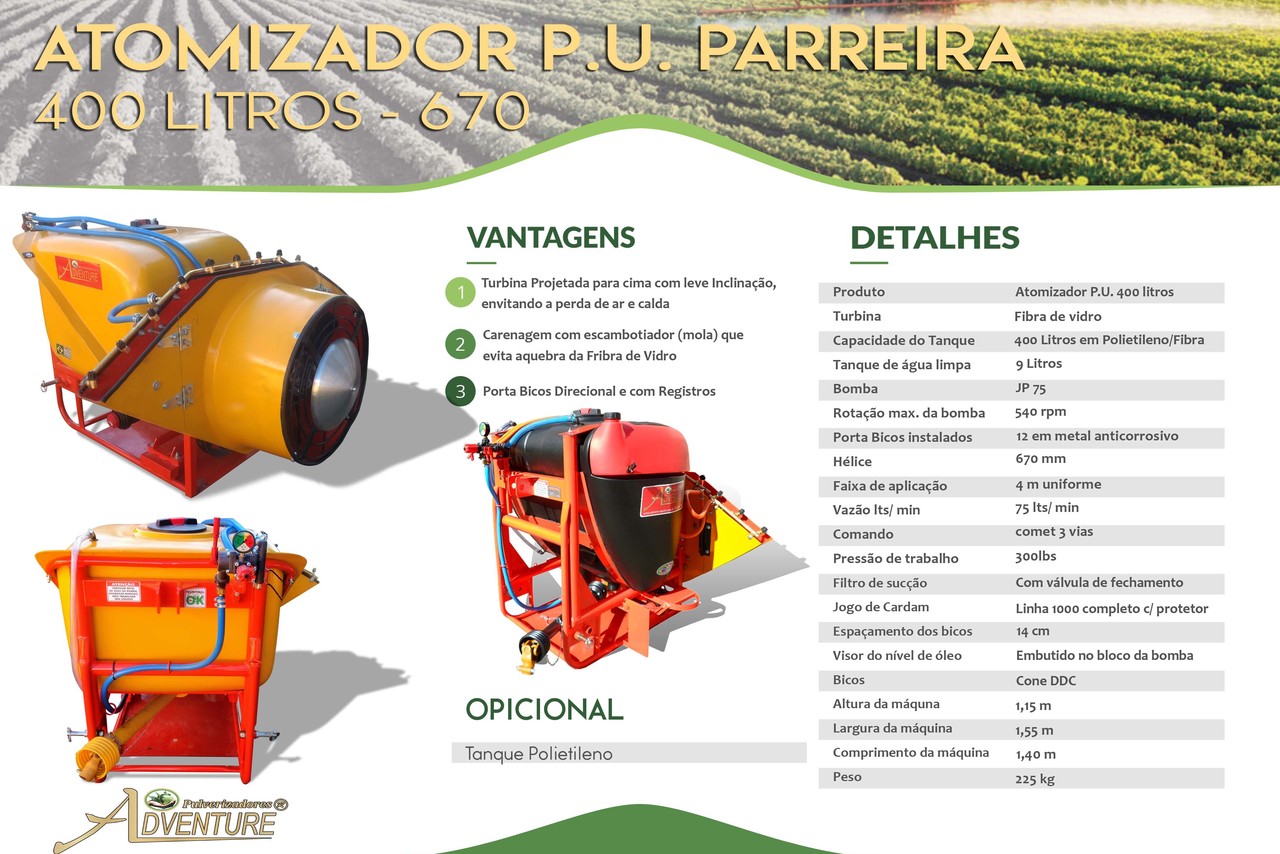 Adventure Atomizador P.U. Parreira 400 Litros 670 - 22/22 5