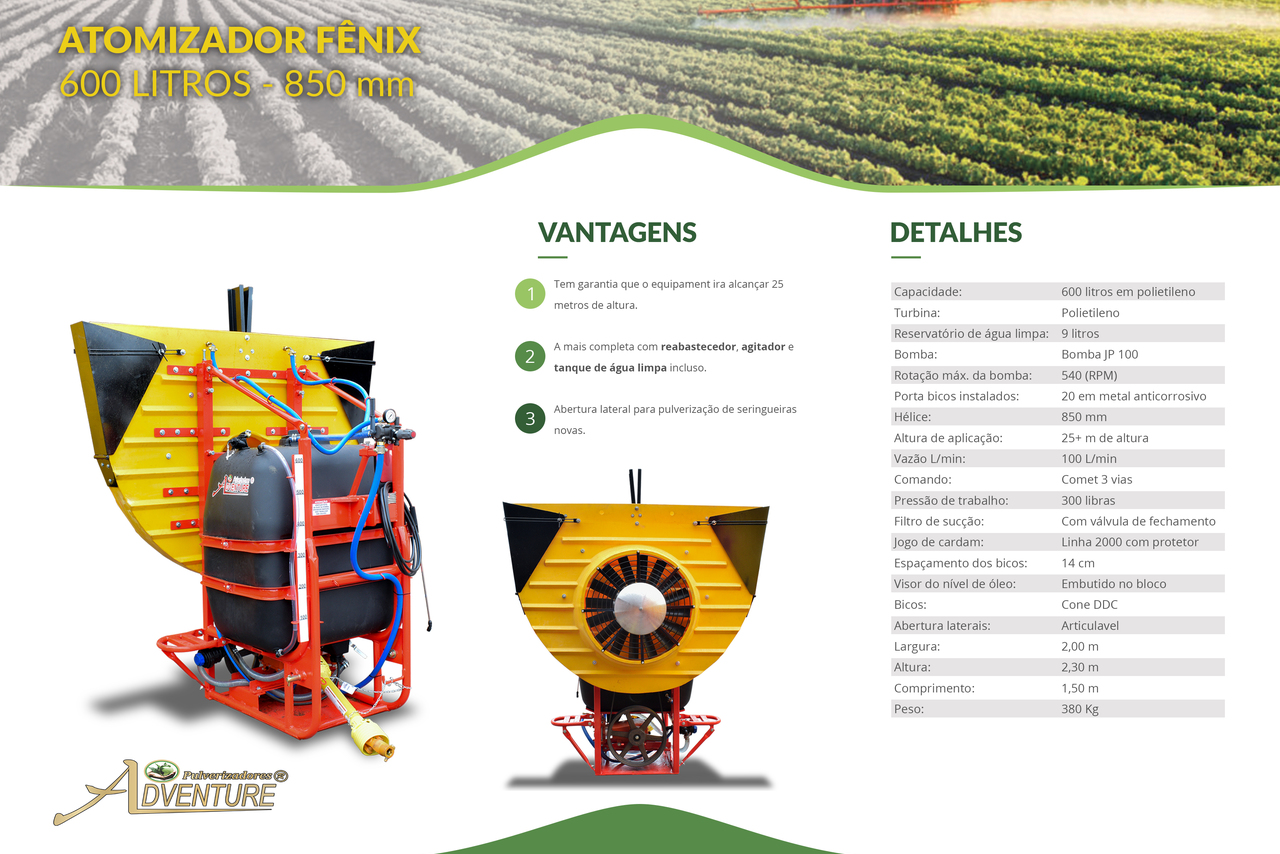 Adventure Atomizador Fênix 800 Litros 850 - 22/22 14